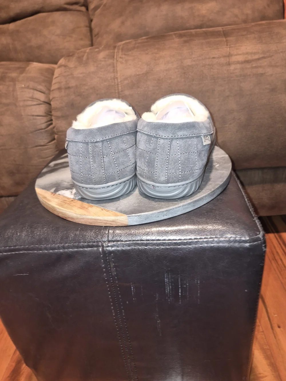 Duluth Trading Co Men's Gray Suede Shearling-Lined Slip-Ons 12M